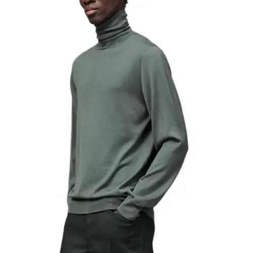 HERMES Cashmere Sweaters Men's Gray Green Turtleneck Moderate