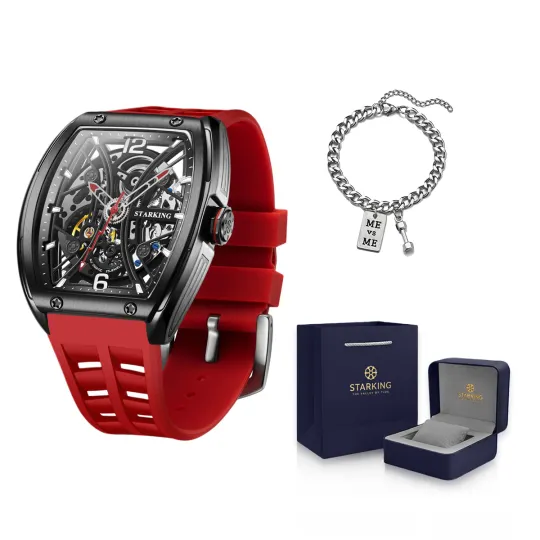 STARKING Pioneer Collection Automatic Mechanical Movement Rubber Strap Watch Men's Watches Black Dial