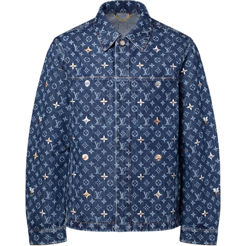 Мужская куртка Louis Vuitton Embroidery (синяя)