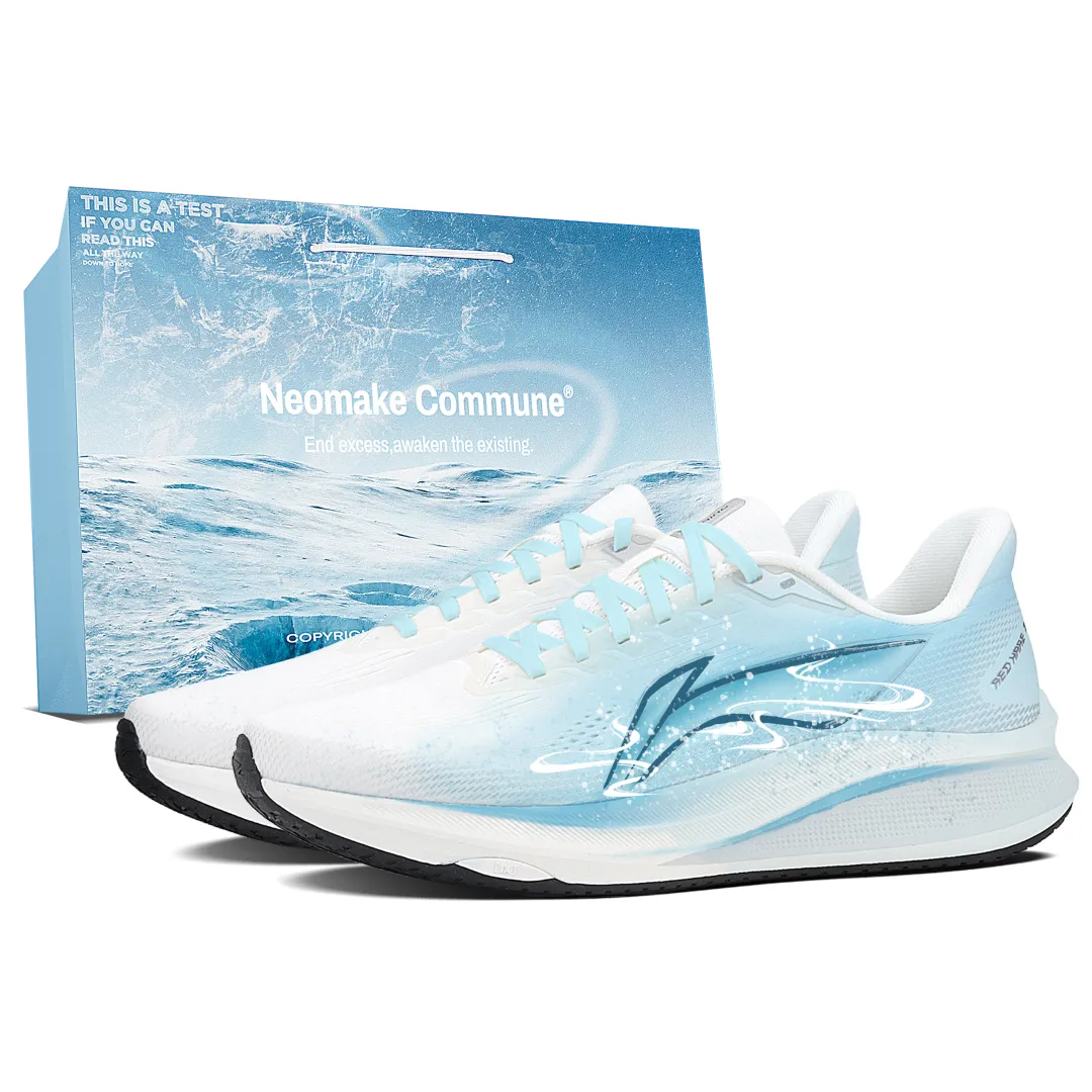 Li Ning Red Hare 9 Cushioning Breathable Low top Racing Training Marathon Running Shoes Men's White Blue