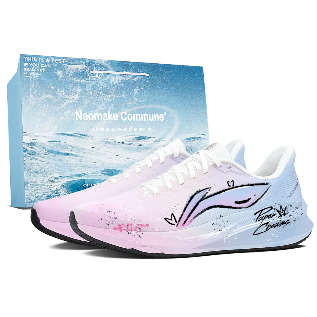 Li Ning Red Hare 9 Cushioning Breathable Low top Racing Training Marathon Running Shoes Men's Blue Pink