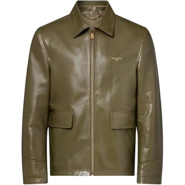 Мужская куртка Louis Vuitton Leather Jacket (черная)