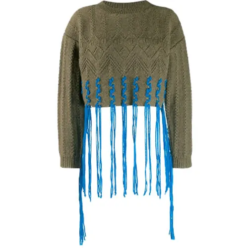 LOEWE Sweaters Women's Olive Green Crew Neck Moderate Other