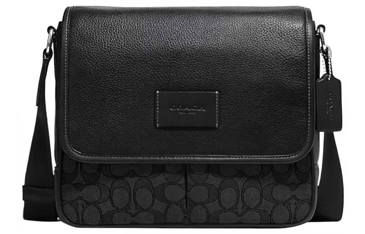 COACH Cow Leather With Textile Crossbody Bags Medium Men's Black