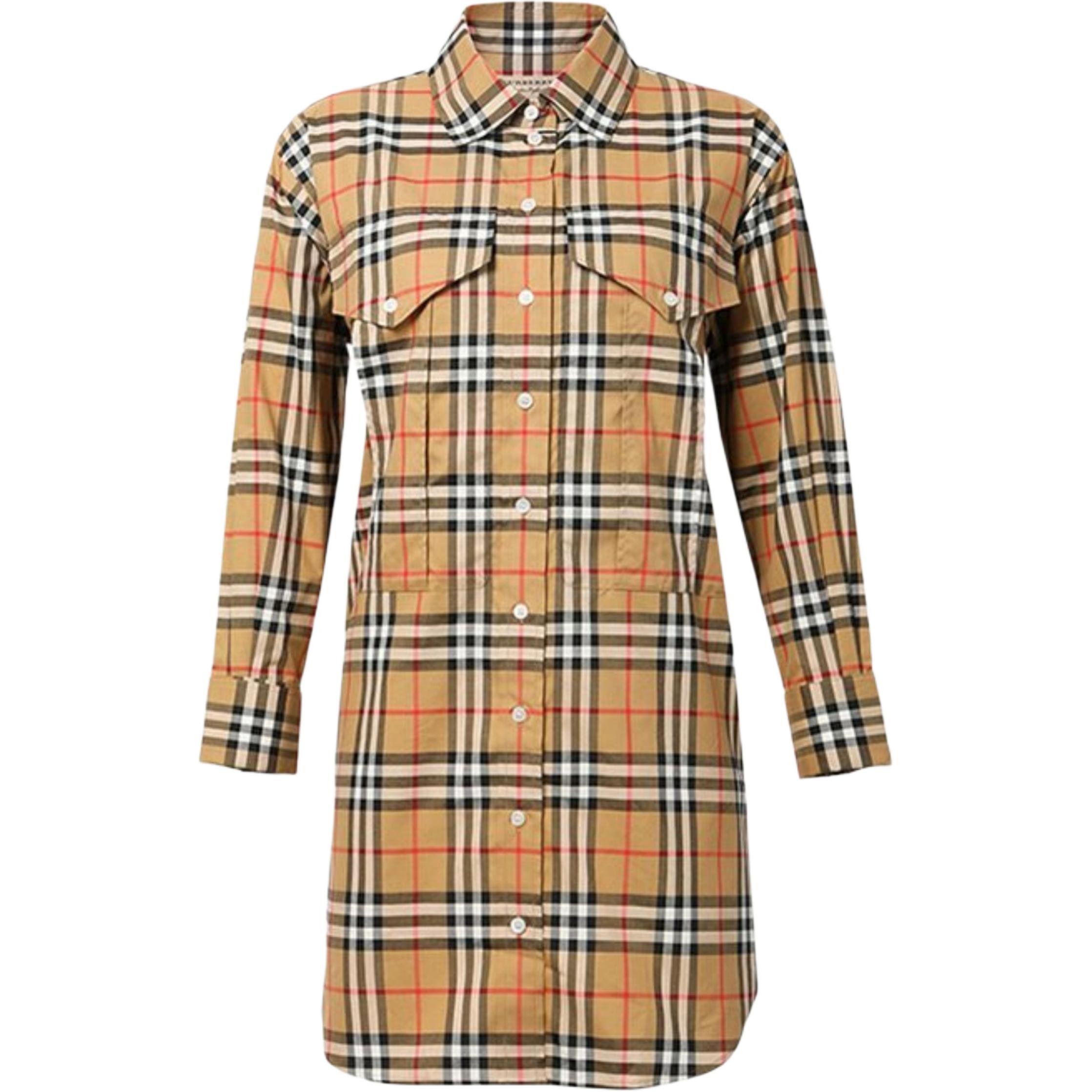 Женская рубашка Burberry (бежевая в клетку)