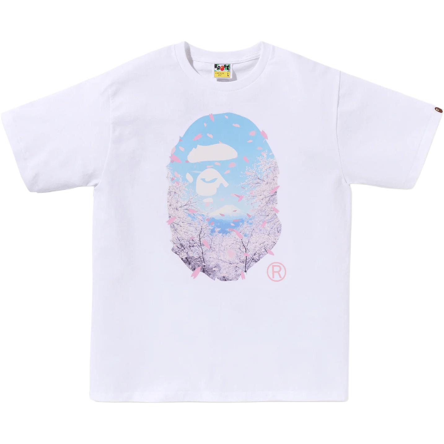Мужская футболка A BATHING APE (белая с принтом)