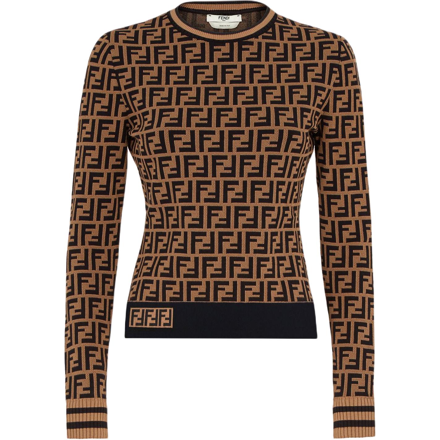 Женское худи Fendi FF Logo (коричневое)