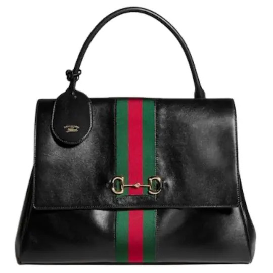 GUCCI Gucci Paparazzo брендовая фирменная кожаная сумка через плечо с узором Horsebit, черная, большого размера