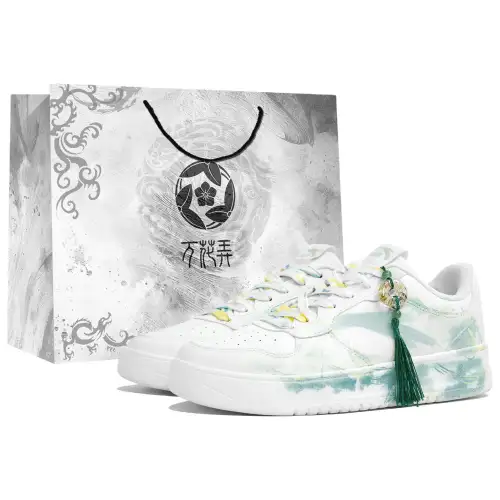 Anta Slip Resistant Abrasion Resistant Low top Skateboard Shoes Men's White Green