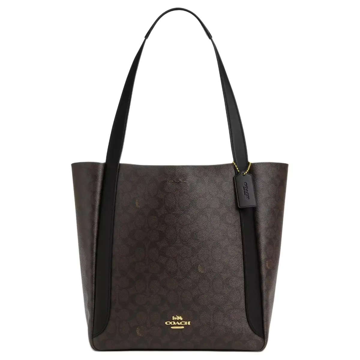 COACH Hadley Artificial Leather Tote Bag, Shopping Bag, Handbag, Shoulder Bag Large Women's Walnut & Black