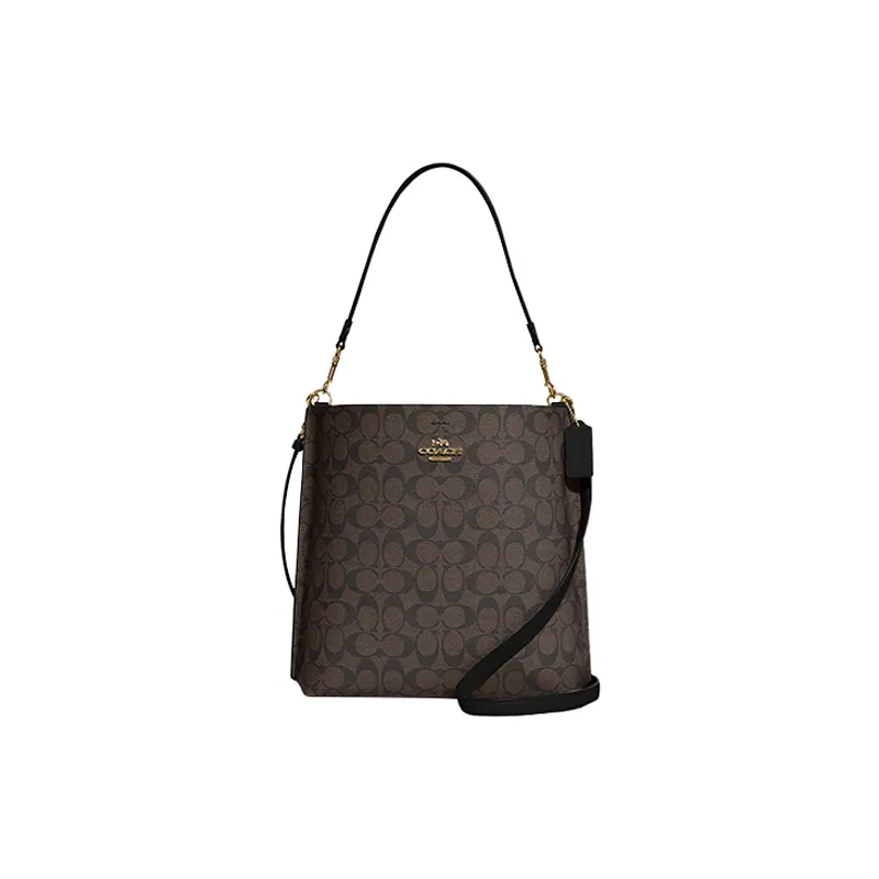 COACH Mollie Signature Coated Canvas With Smooth Leather Bucket Bag, Shoulder Bag, Crossbody Bag, Handbag 28 Women's