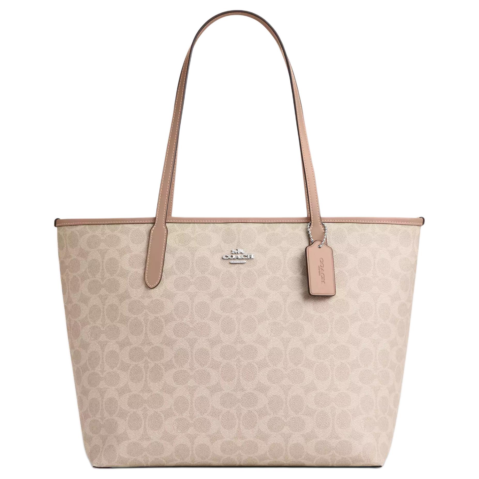 COACH Coach City 33 Classic Presbyopia Snap Closure Tote Bag Tote Bag Shopping Bag Handbag Artificial Leather Shoulder Bag Large Women's Taupe