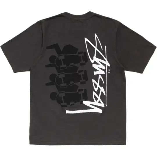 Stussy SS26 SKATE STACK TEE PIGMENT DYED свободная футболка с круглым вырезом и короткими рукавами, одинаковый стиль для мужчин и женщин