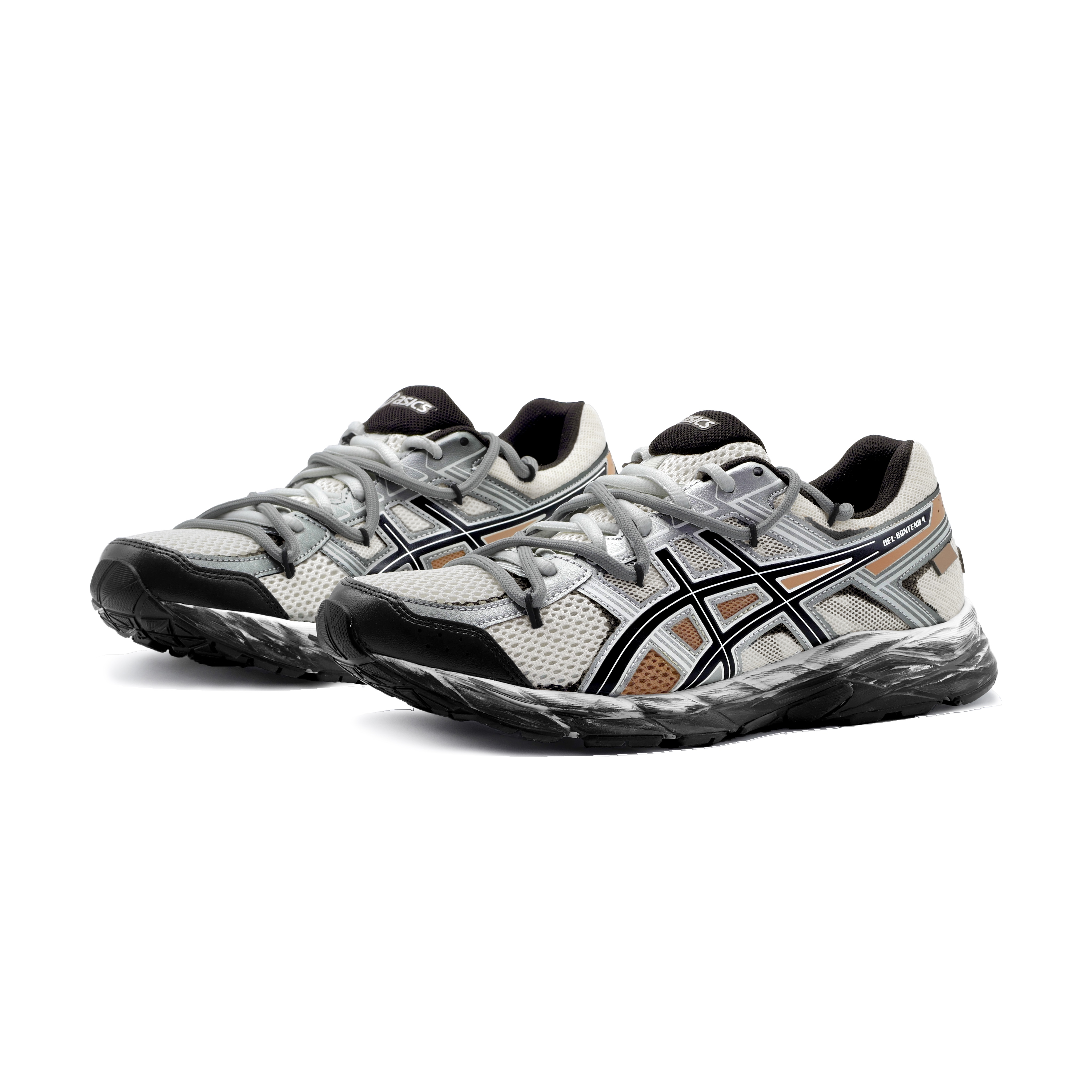 ASICS Gel Contend 4 Running Shoes Men’s Low Top White, Silver, Gray, Brown
