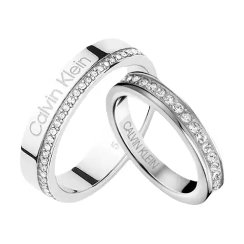 CALVIN KLEIN Alloy 316 Stainless Steel, Artificial Crystal Rings Unisex Silver