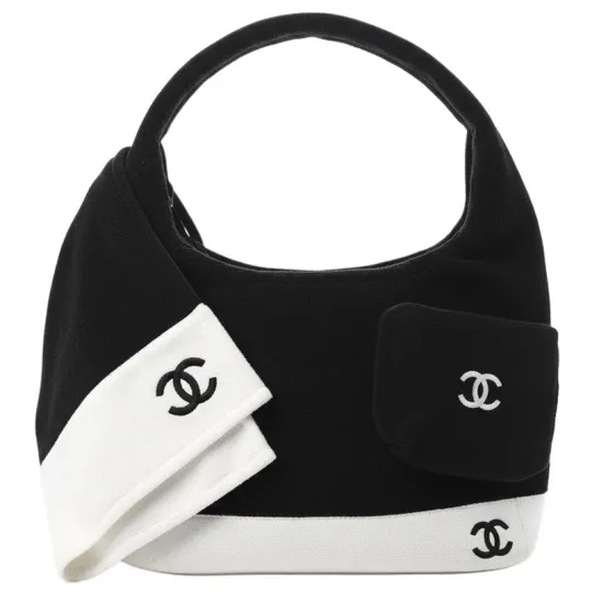 CHANEL Chanel 26S Пляжный костюм Хлопковый комбинированный костюм женский черный и белый