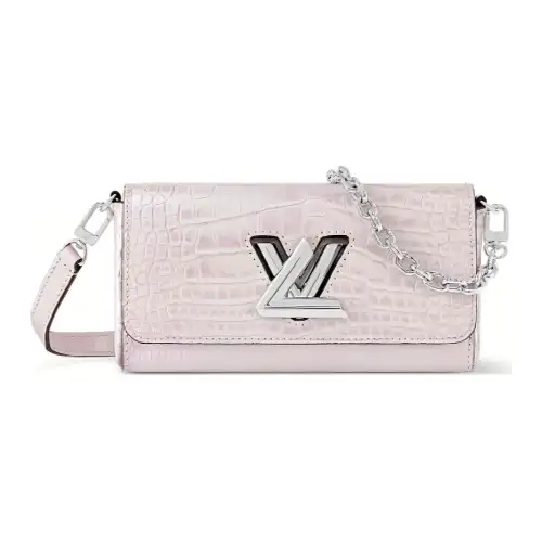 LOUIS VUITTON Crocodile Leather Handbag, Shoulder Bag Women's Silver Pink