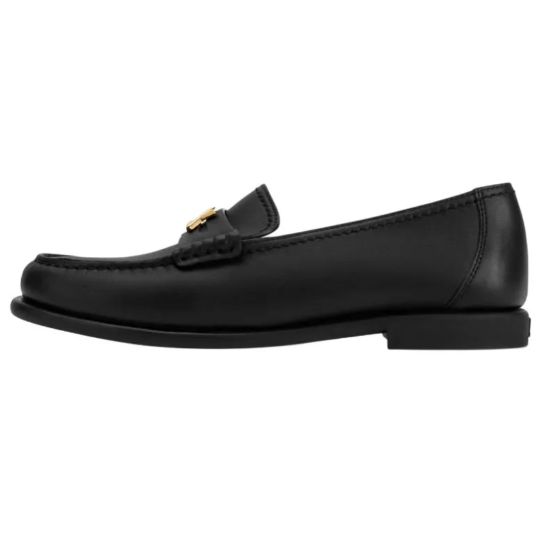 LOUIS VUITTON IVY Cow Leather Loafers Women's Black