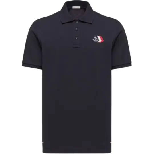 Moncler Moncler SS26 Хлопковая рубашка с нашивкой-логотипом, однотонная рубашка-поло на пуговицах с короткими рукавами для мужчин