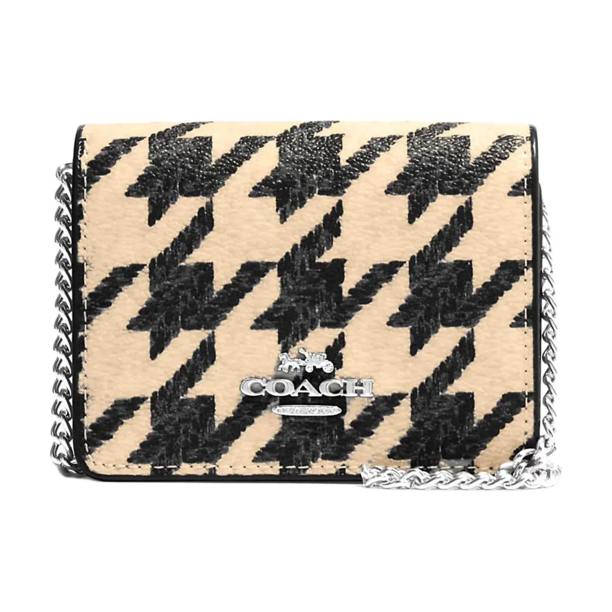 COACH Canvas With Leather Square Bag Wallet Mini Women's Milk Tea & Black