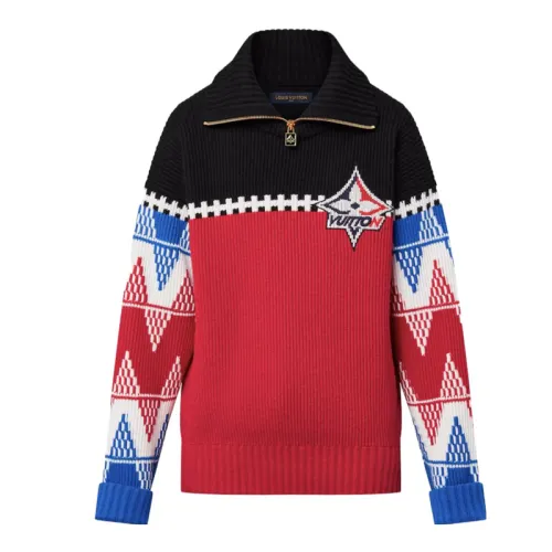 LOUIS VUITTON Tricolor Knit High Neck Pullover