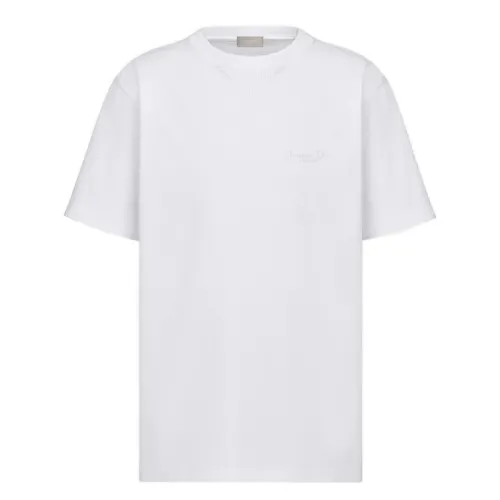 DIOR T Shirts Men's White Crew Neck Moderate Straight Fit