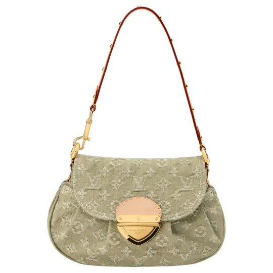 LOUIS VUITTON Sunset джинсовая плиссированная дизайнерская брендовая джинсовая сумка с цветочным принтом по всей поверхности женская ручная сумка на плечо цвета хаки зеленого цвета