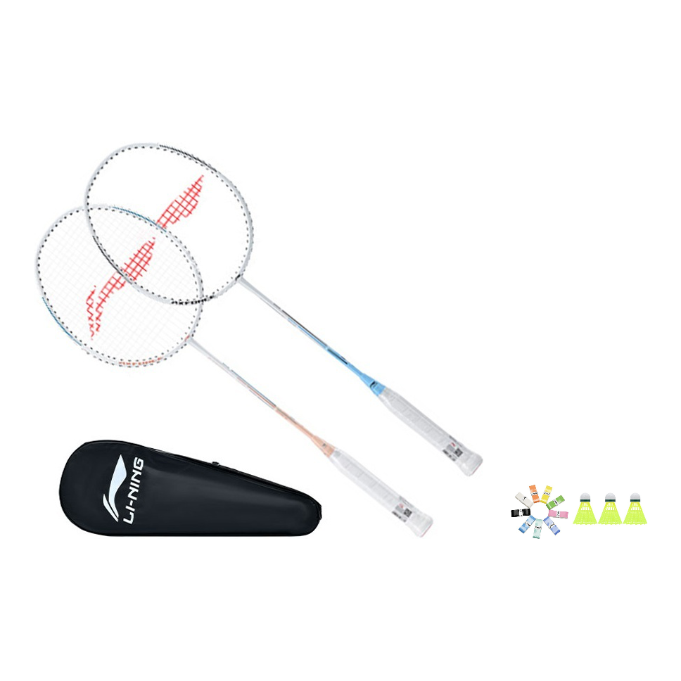 Li Ning Thunder 08 Iron Aluminum Composite Badminton Rackets Control Type All around Defense Entry level Blue/Pink