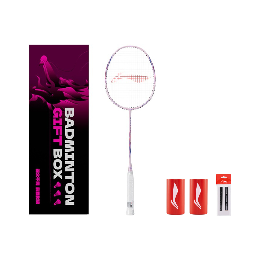 Li Ning Bazooka Full Carbon Badminton Rackets Control Type All around Defense Advanced Level 5U White Pink