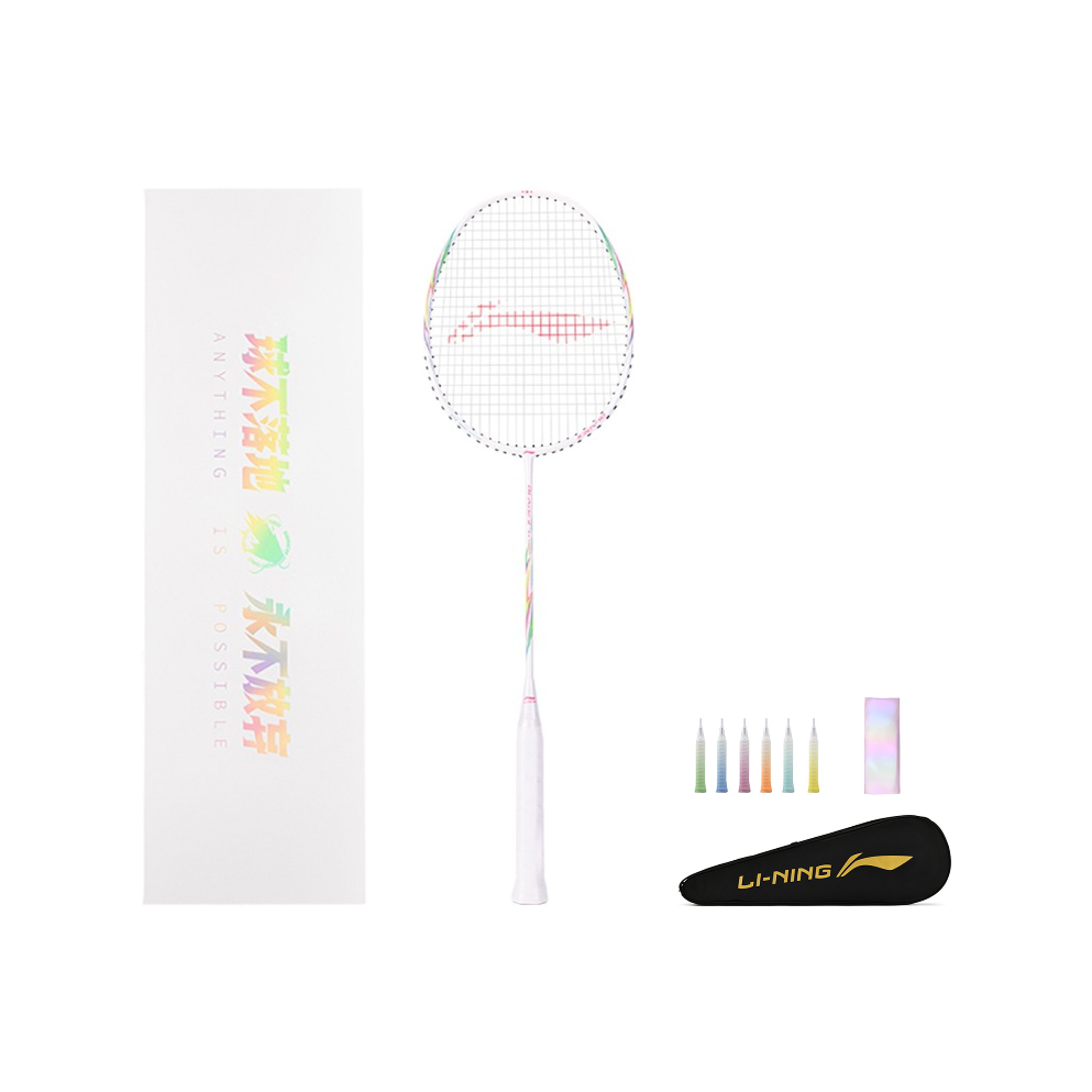 Li Ning Sharp Arrow Full Carbon Badminton Rackets Control Type All around Defense Advanced Level Unisex 5U White