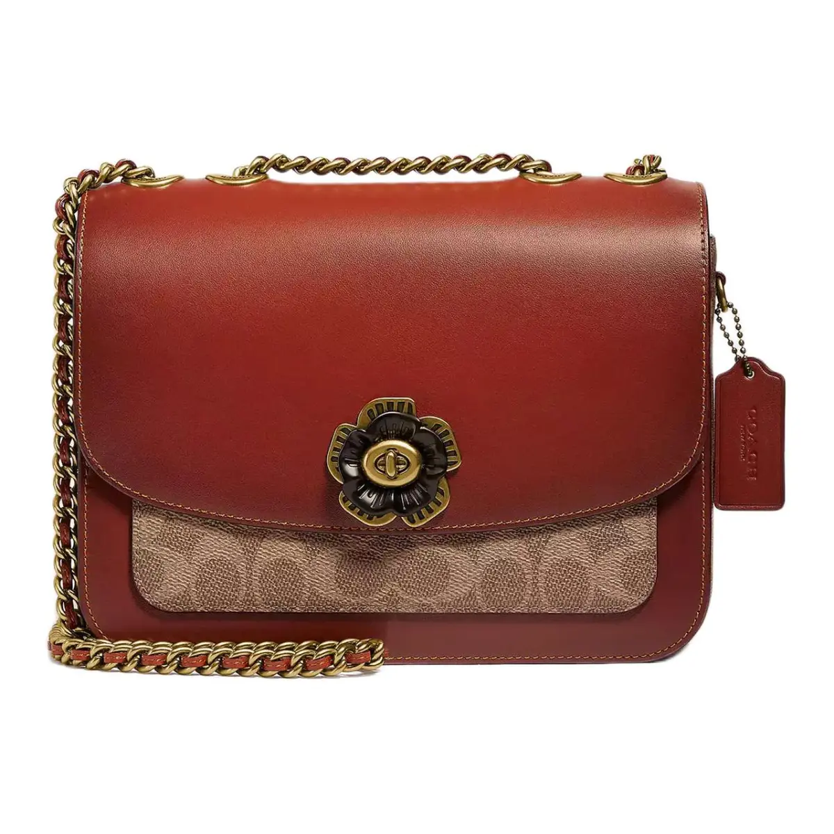 COACH Madison Coated Canvas Chain Small Square Bag, Crossbody Bag, Shoulder Bag Medium Women's