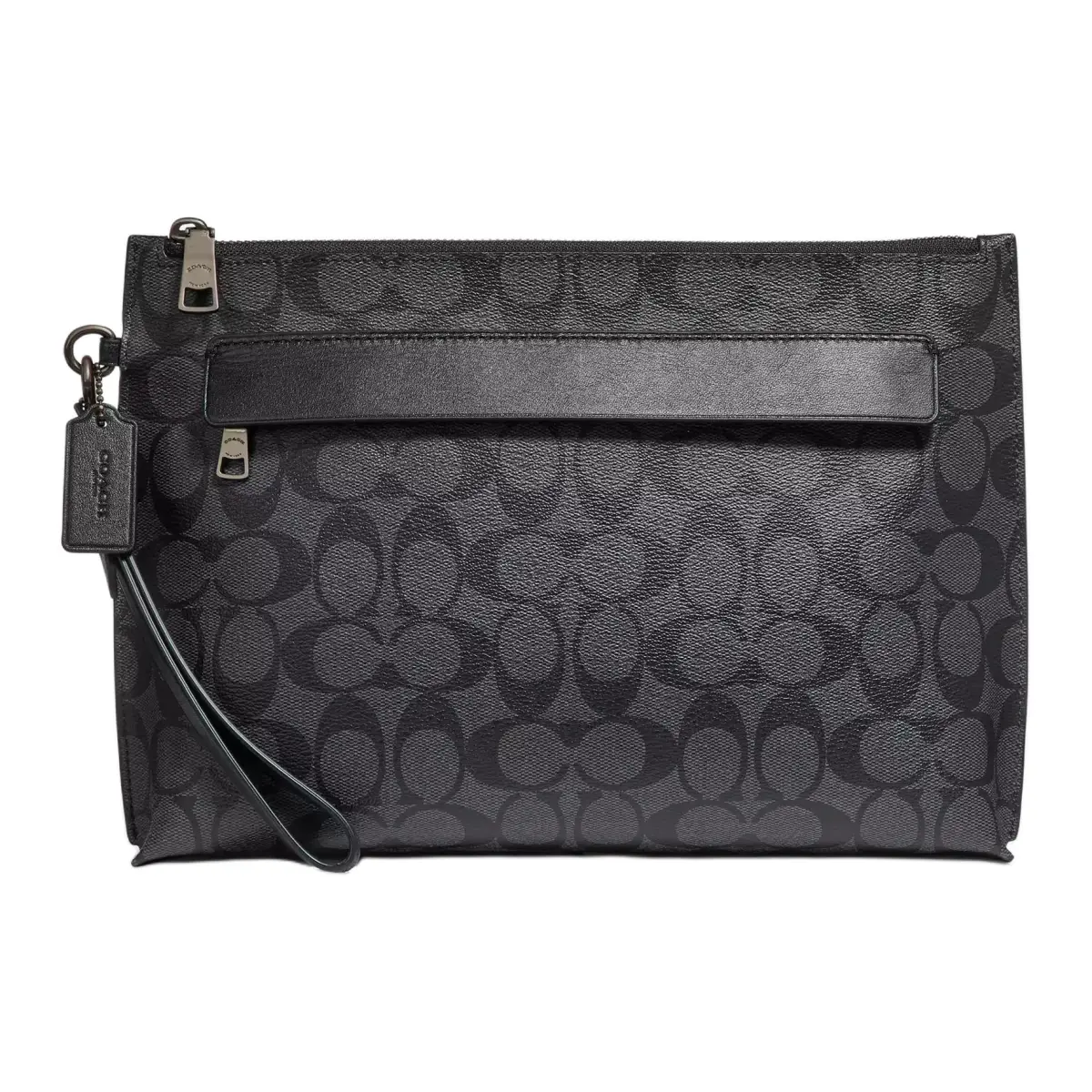 COACH Pouch Coated Canvas With Leather Clutches Large Men's Black