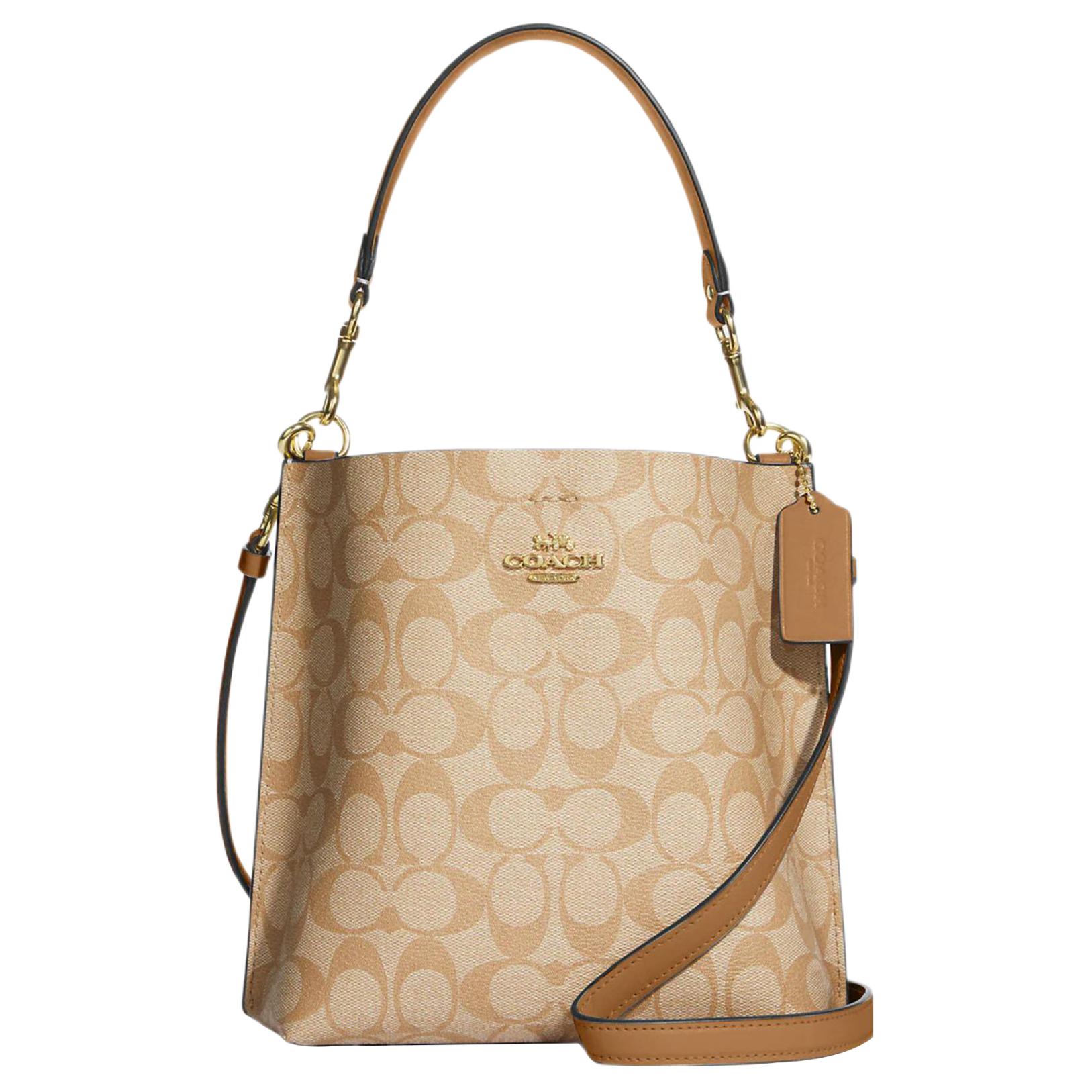 COACH Coach Mollie BUCKET Classic Presbyopia Snap Closure Artificial Leather Bucket Bag Hand Shoulder Bag 22 Women's Khaki