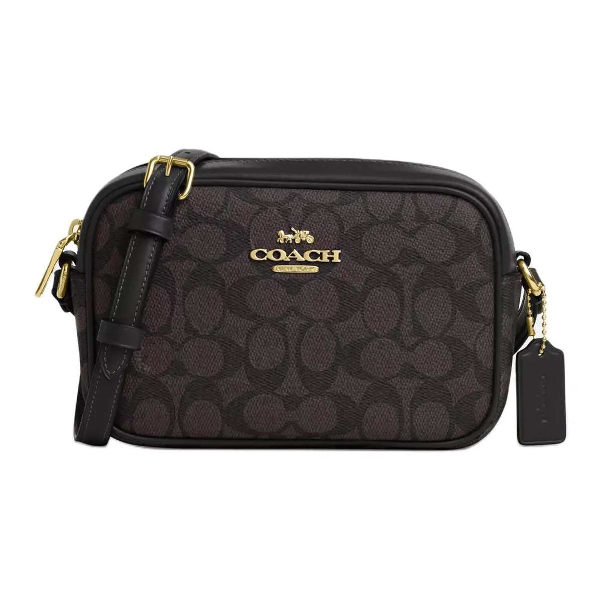 COACH Jamie Artificial Leather Shoulder Bag, Crossbody Bag Small Women's Walnut & Black