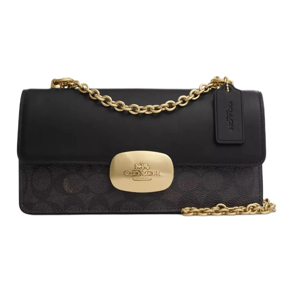COACH Eliza Coated Canvas With Smooth Leather Crossbody Bags Medium Women's Walnut & Black