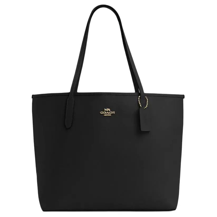 COACH City Leather Tote Bag, Shopping Bag, Handbag, Shoulder Bag Large Women's Black