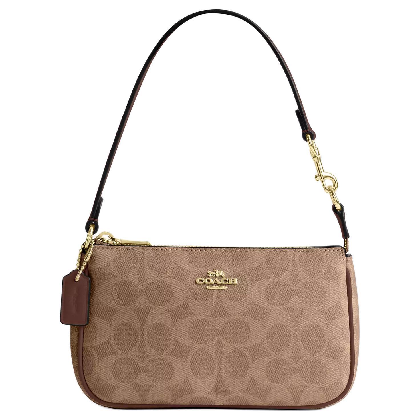 Женская сумка COACH Nolita 19 (коричнево-желтая с коричневым)