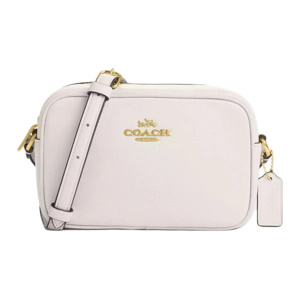 COACH Jamie Leather Shoulder Bag, Crossbody Bag Small Women's Gold & Chalk White