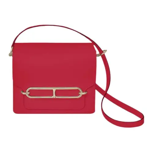 HERMES Roulis Evercolor Calfskin Pig Nose Bag, Shoulder Bag, Crossbody Bag 18 Women's S3 Rouge De Coeur Heart Red