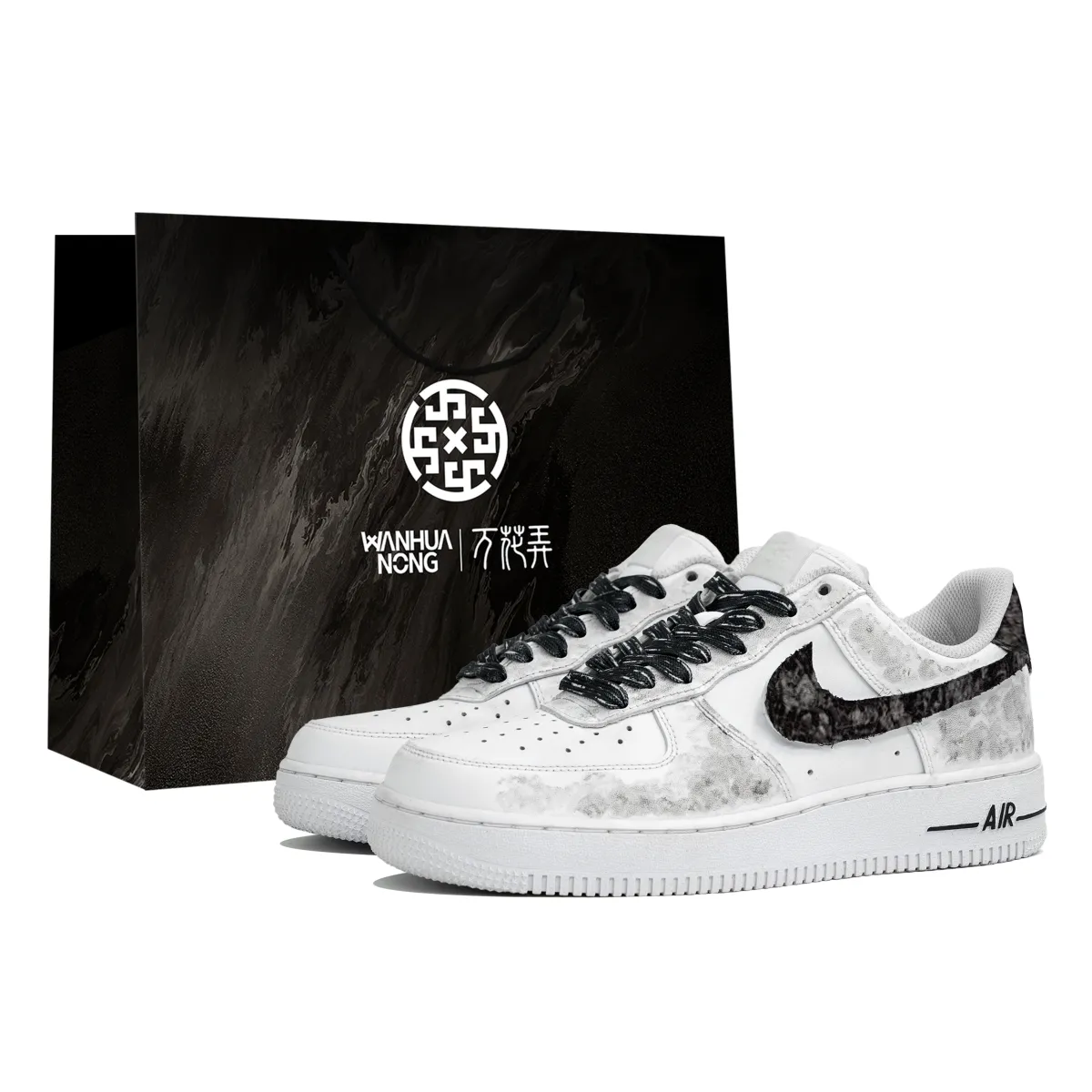 Nike Air Force 1 Kaleidoscope, As Solid As A Rock, Shopping Bag Low top Skateboard Shoes Unisex White