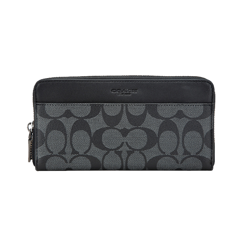 Мужской кошелек COACH Accordion Wallet 20 (серо-черный)
