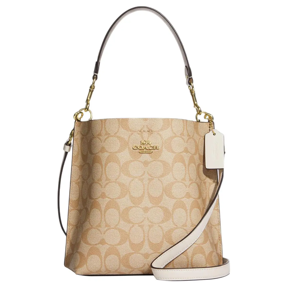 COACH Mollie Artificial Leather Bucket Bag, Shoulder Bag, Handbag Small Women's Khaki