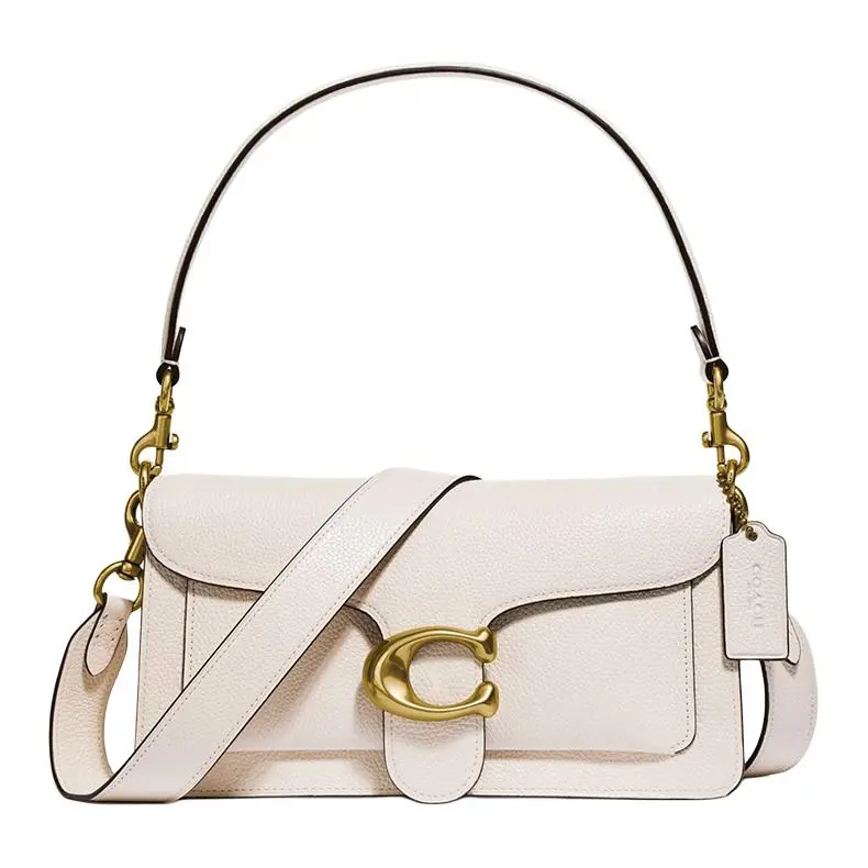 COACH Tabby Polished Pebbled Leather God Of Wine Bag, Shoulder Bag, Crossbody Bag Medium Women's White