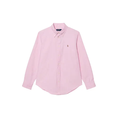 Polo Ralph Lauren SS23 solid color lapel single-breasted long-sleeved shirt for women, pink