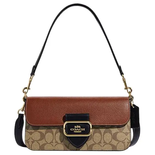 COACH With Cow Leather Portable Crossbody Bag, Shoulder Bag Large Women's Khaki & Brown