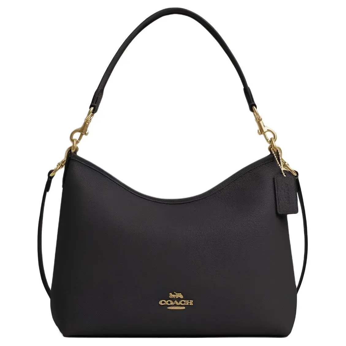 COACH Laurel Pebbled Leather Portable Crossbody Bag, Shoulder Bag Large Women's Gold & Black