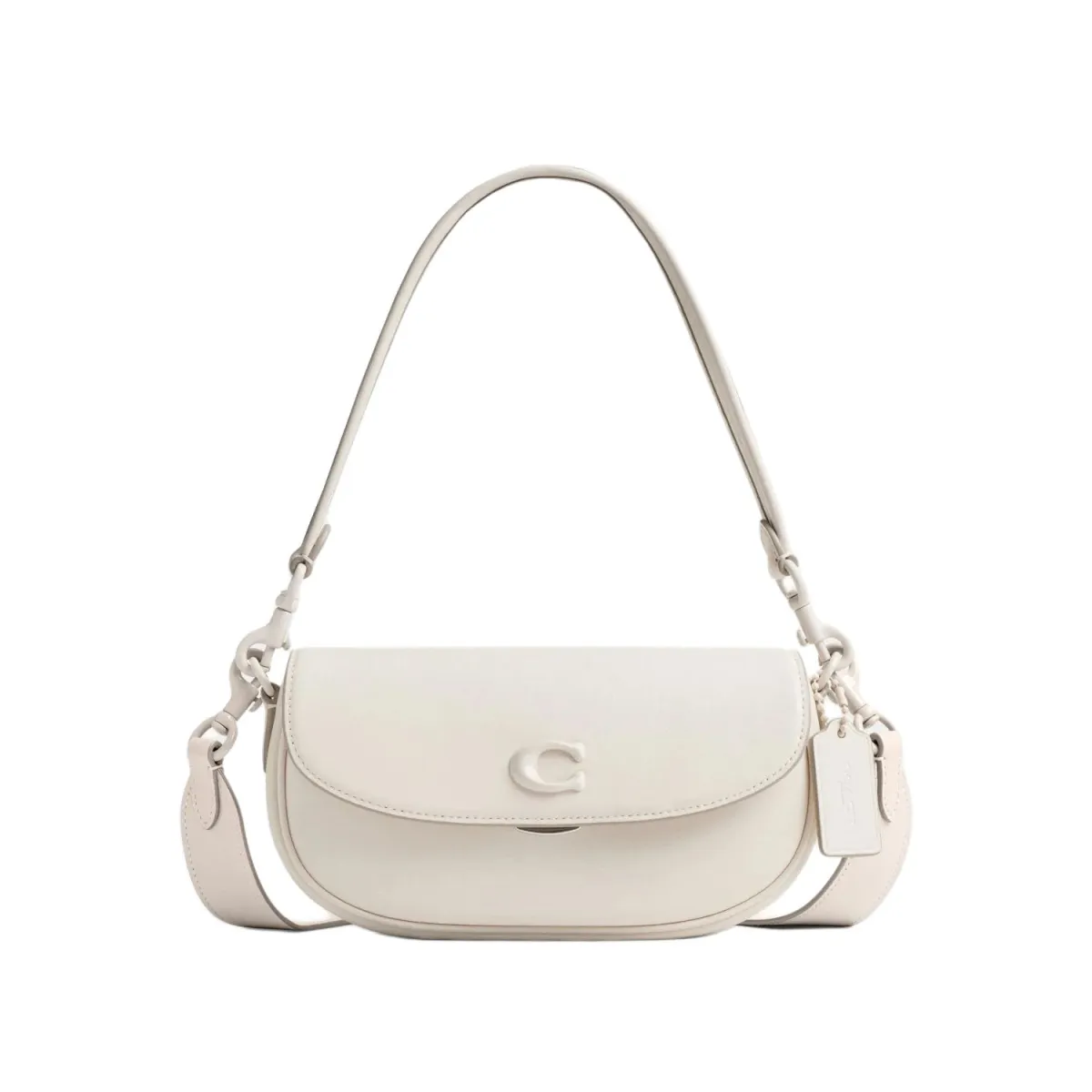 COACH EMMY Cow Leather Saddle Bag Handbag, Shoulder Bag Medium Women's White