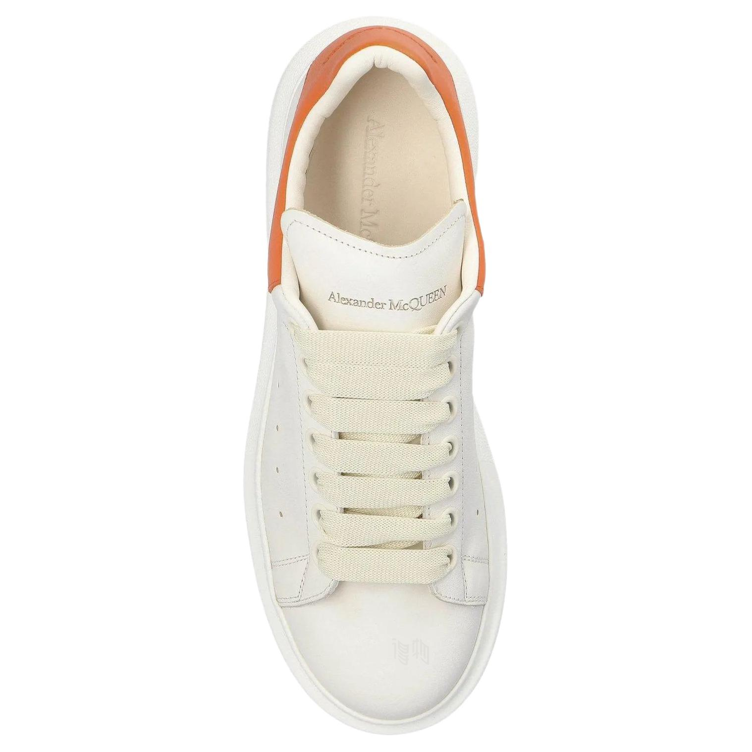 Мужские кеды Alexander McQueen Oversized Sneaker (бело-оранжевые) — фото 5