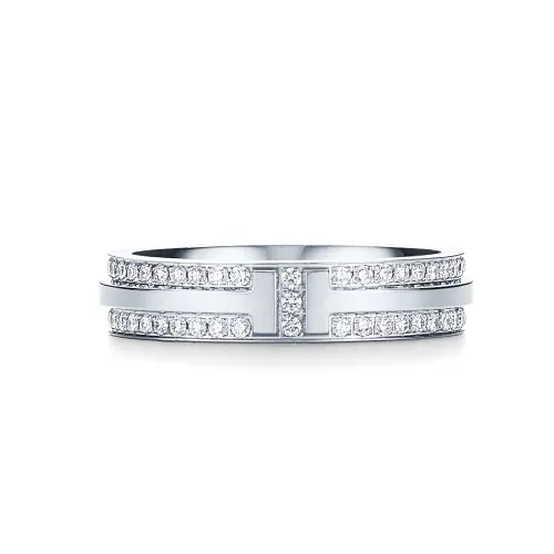 TIFFANY & CO. Tiffany, diamond ring for men and women, diamond encrusted, 4.5mm, for beloved