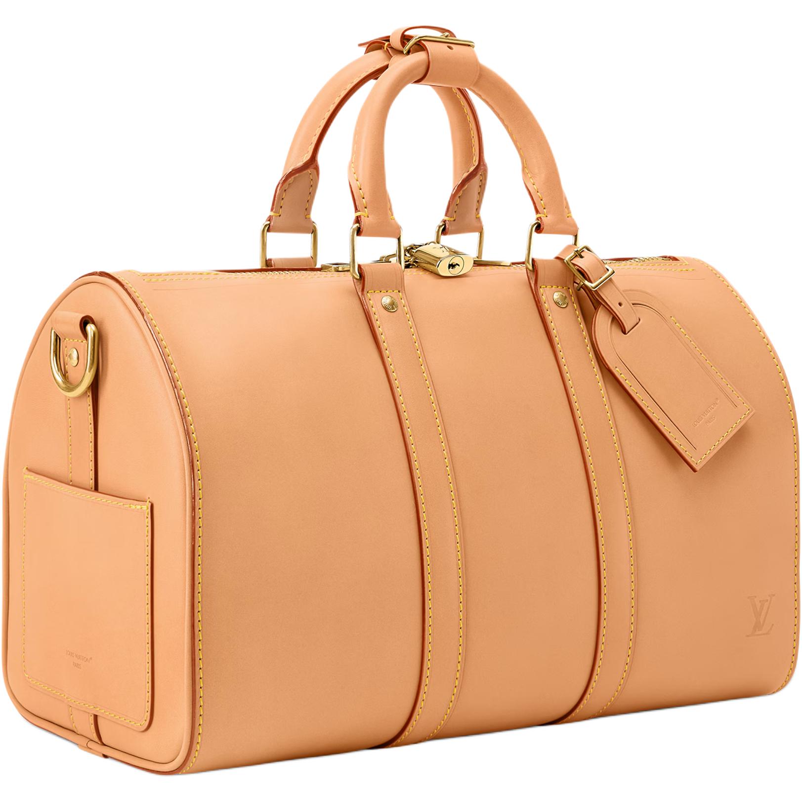 Мужская сумка Louis Vuitton Keepall Bandouliere 35 (бежевая) — фото 2